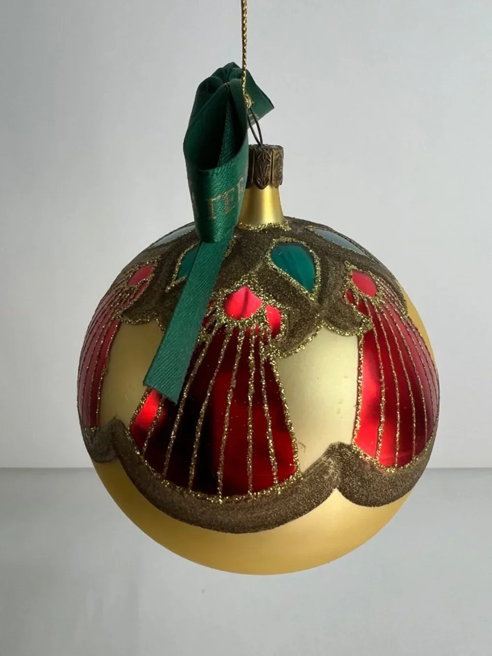 VTG Italy Waterford glass Christmas Ornament Peacock gold ball No Box
